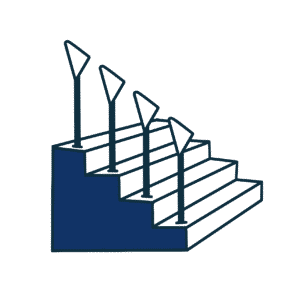 Infographic displaying a staircase, emphasising the limited accessibility at football grounds.