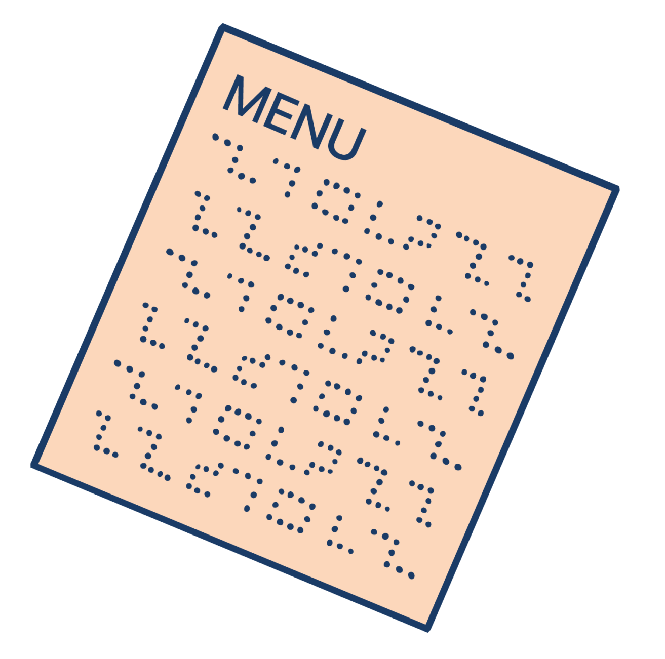 Infographic of an Accessible Menu, in Braille.